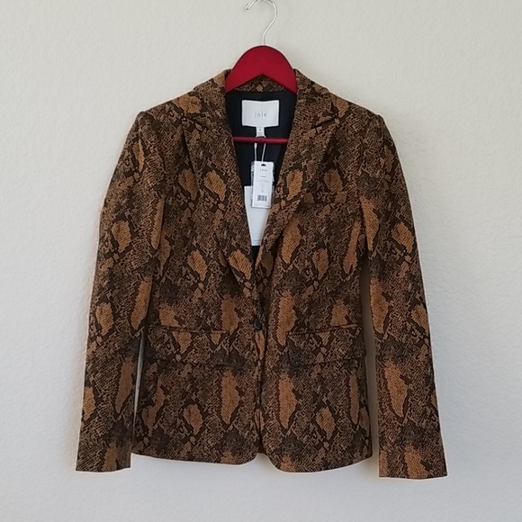 Joie Anilah Blazer Mesa Snakeskin/Python Print Copper Brown Size 0 - Picture 7 of 10